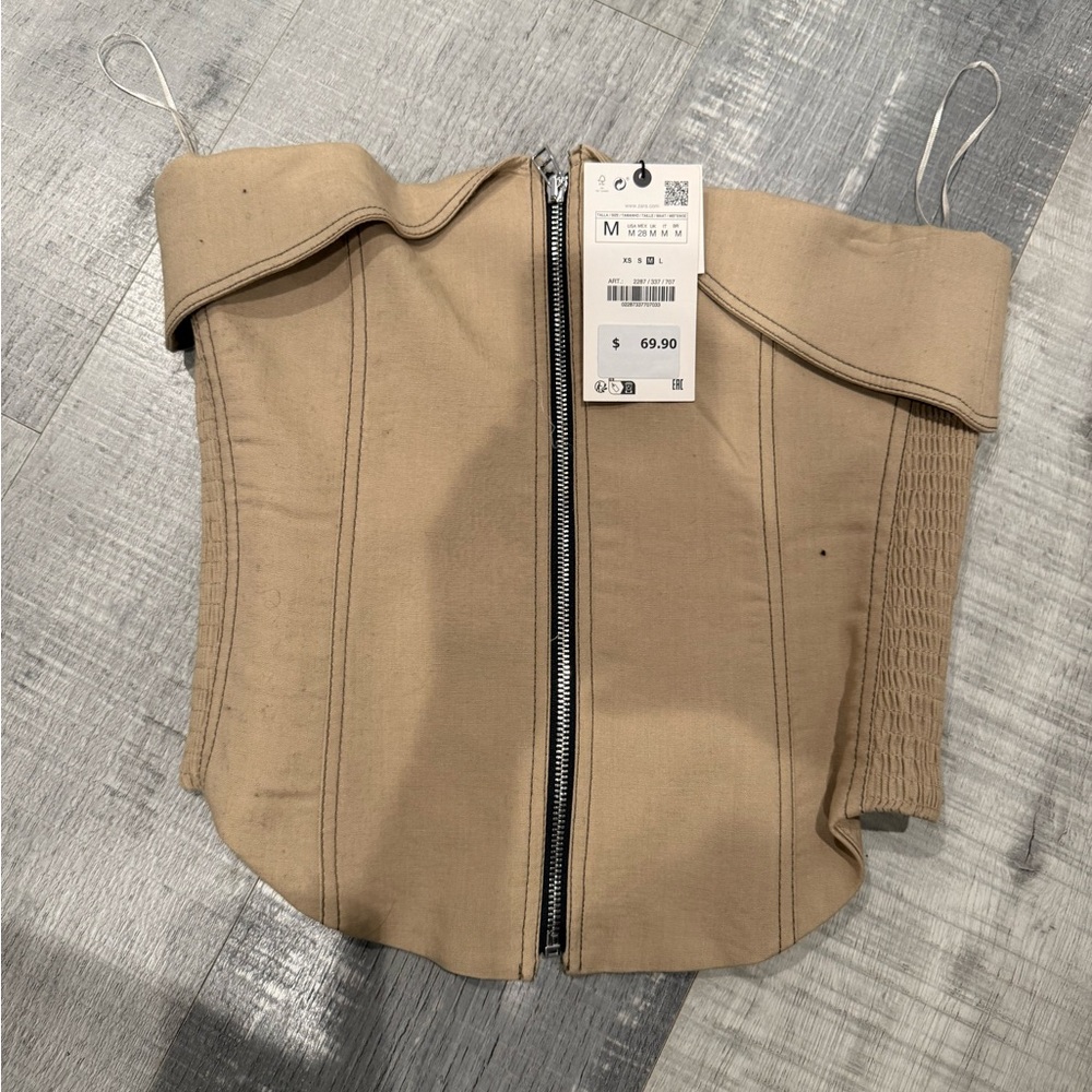 Zara Tan Off-Shoulder Jacket